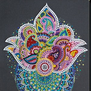 DIY Bead Embroidery Kit Contemplating - Lotus - Flower, GIFT Size: 11.8"×14.6" (30×37 cm) | Abris art
