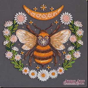 DIY Bead Embroidery Kit Honey dream - Bee, GIFT Size: 7.9"×7.9" (20x20 cm) | Abris art