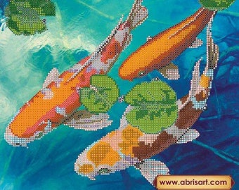 DIY Bead Embroidery Kit "Fish" Size: 11.8"×11.8" (30×30 cm), GIFT | Abris art