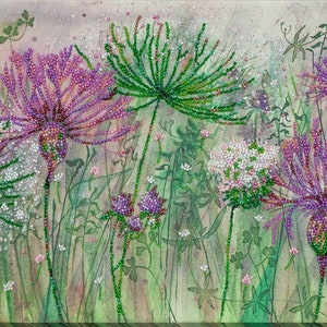 DIY Bead Embroidery Kit "Cornflowers in the field", GIFT. Size: 9"х20.5" (23x52 cm) | Abris art
