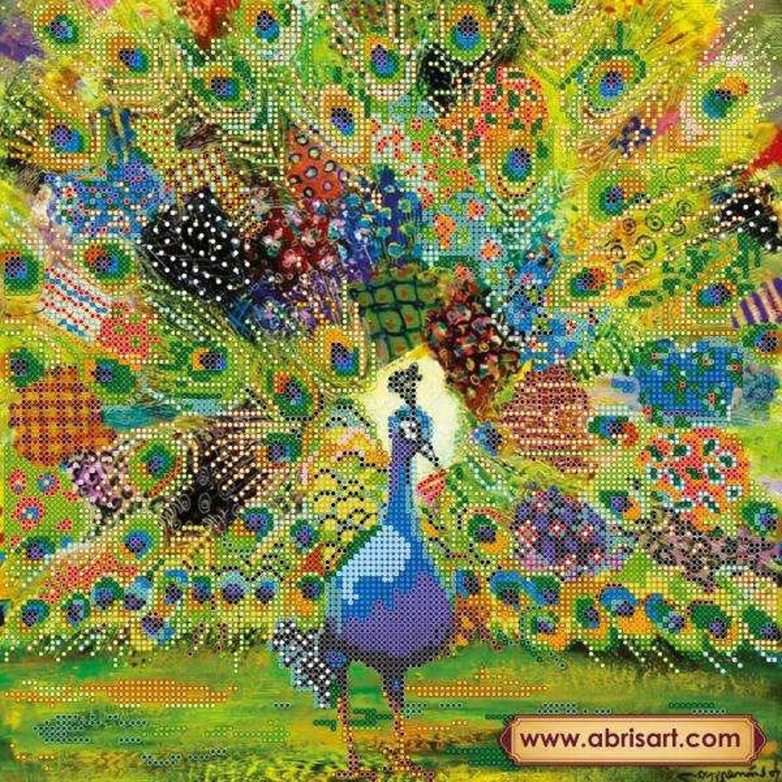 DIY Bead Embroidery Kit on art canvas Peacocks Etsy