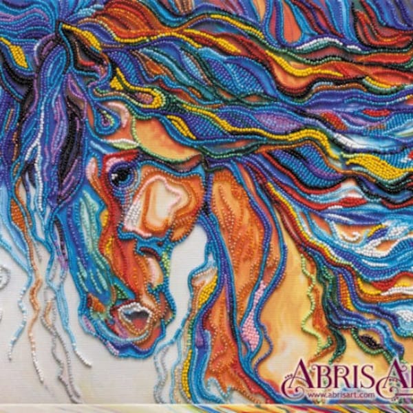 DIY Bead Embroidery Kit "Horse", GIFT. Size: 11.2"×13.7" (28×35 сm) | Abris art