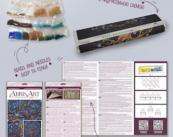 Perles Diy Pour Broderie Paysage D'Arbre À Fleurs Kit De Broderie De Perles Paysage Fantastique Point De Croix Point D'Aiguille Kit De Tapisserie Artisanale Motif De Couture De Perles 3D 40x50cm