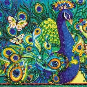 DIY Bead Embroidery Kit Motley peacock, GIFT. Size: 10.215 2638 cm Abris art image 8