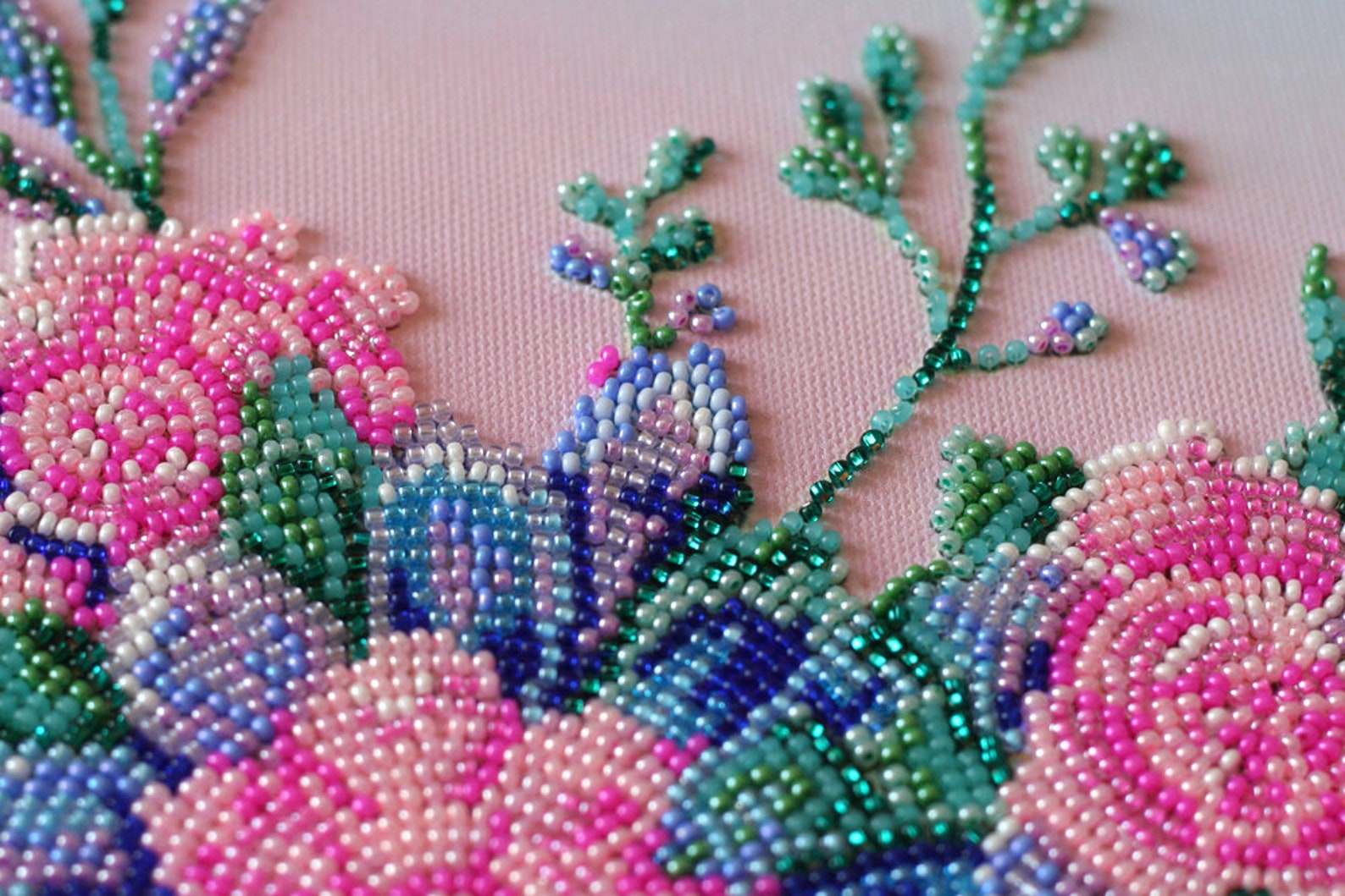 DIY Bead Embroidery Kit on Art Canvas flowers Etsy