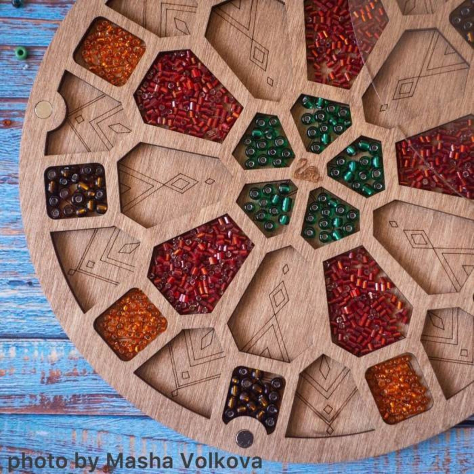 Wood bead organizer tray with lid Ornament bead Etsy