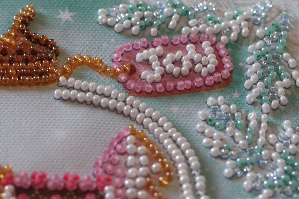 Mini DIY Bead Embroidery Kit winter House Size: 5.95.9 1515 сm