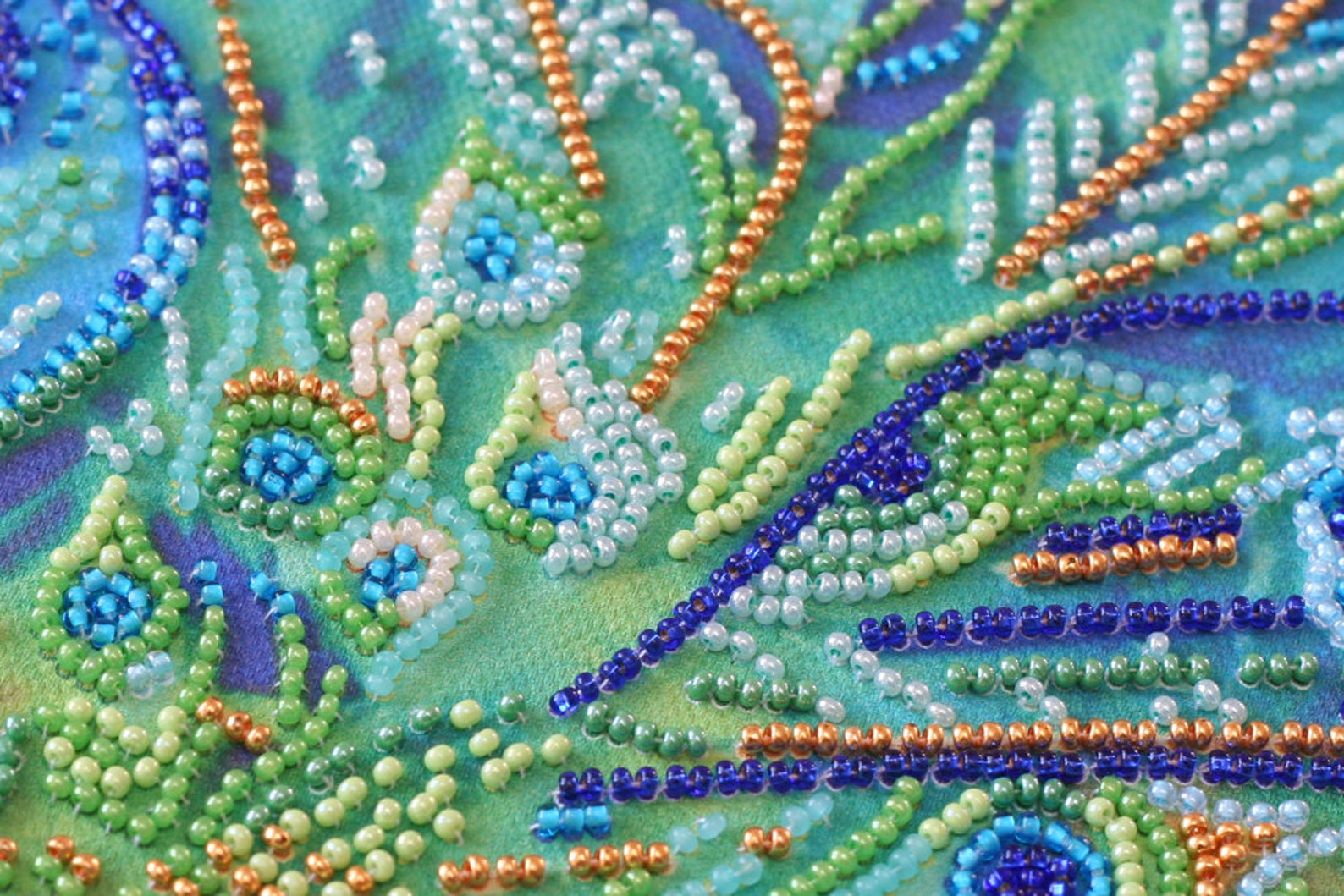 DIY Bead Embroidery Kit on Art Canvas peacock Etsy