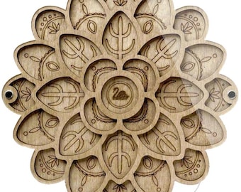 Wood Bead Organizer Tray With Lid Mandala, Bead Storage, Bead Board, Wood Bead Tray GIFT