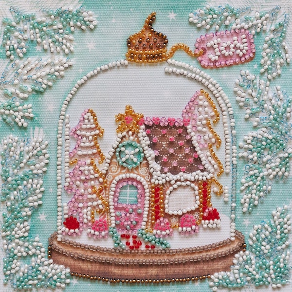 Mini DIY Stickpackung ""Winterhaus"" Größe: 15×15 cm", GESCHENK