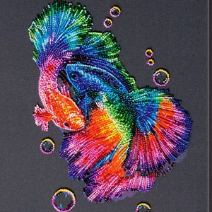 DIY Bead Embroidery Kit Fish, GIFT Size: 11.4"×16.1" (29×41 cm) | Abris art