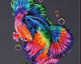 DIY Bead Embroidery Kit Fish, GIFT Size: 11.4"×16.1" (29×41 cm)