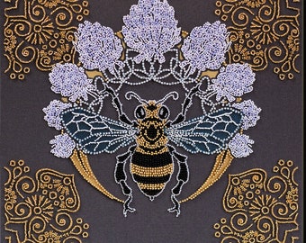 DIY Bead Embroidery Kit "Bee" Size: 11.8"×11.8" (30×30 cm), GIFT | Abris art