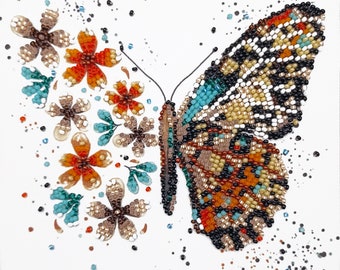 DIY Bead Embroidery Kit Butterfly, GIFT Size: 5.9"×5.9" (15×15 cm) | Abris art