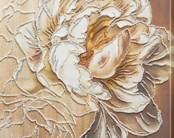 DIY Bead Embroidery Kit "Peony Flower" Size: 11.8"×12.7" (30×32.5 cm), GIFT