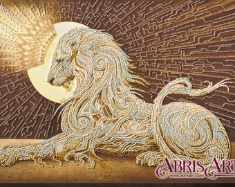 DIY Bead Embroidery Kit "Lion - Aslan" Size: 12.2"×17" (31×43 cm), GIFT | Abris art