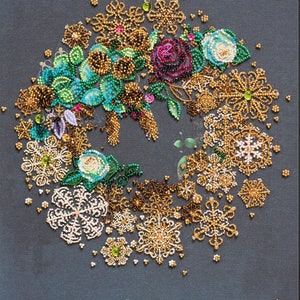 DIY Bead Embroidery Kit New year wreath Christmas