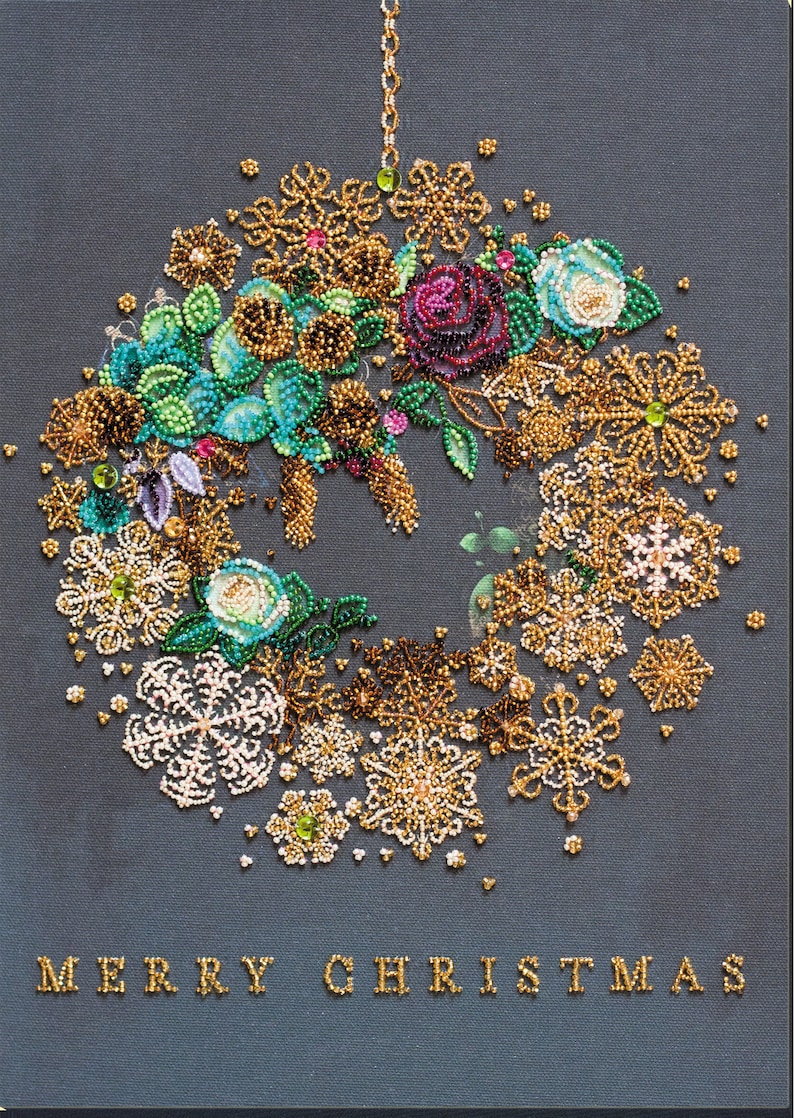 DIY Bead Embroidery Kit New year wreath Christmas