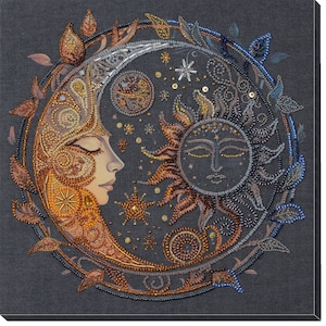 DIY Bead Embroidery Kit Moon, GIFT Size: 25×25 cm (9.8"×9.8") | Abris art