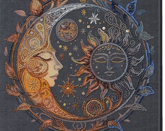 DIY Bead Embroidery Kit Moon, GIFT Size: 25×25 cm (9.8"×9.8")