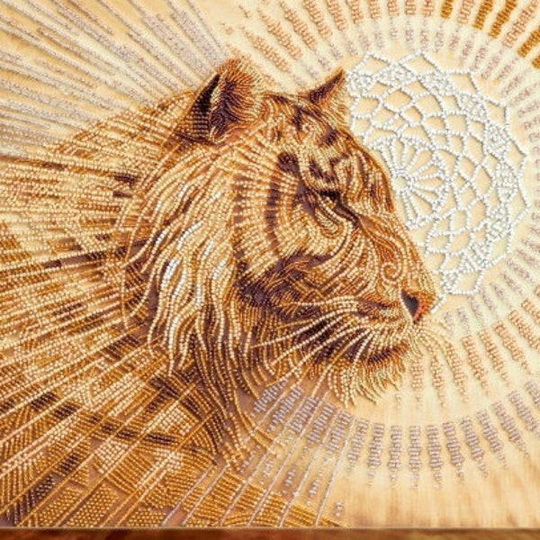 DIY Bead Embroidery Kit ""Defender Tiger", GESCHENK." Größe: 29×38 cm | Abris Kunst