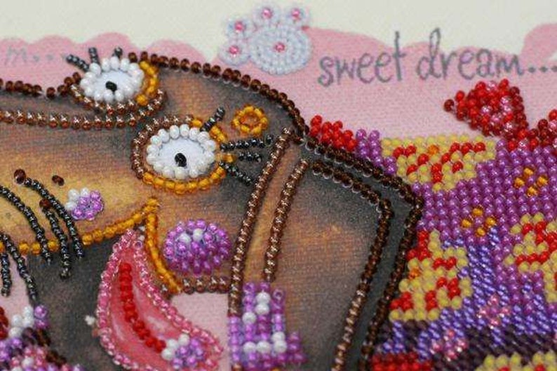 14.1\u00d76.0 GIFT DIY Bead Embroidery Kit on art canvas dog Sweetheart Size: 360x150mm