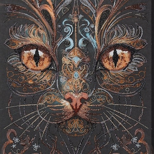 DIYビーズ刺繍キット 黒猫 ギフトサイズ: 30×43 cm (11.8×16.9インチ) | Abris Art