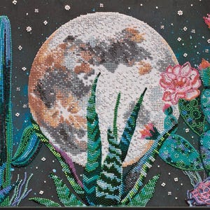 DIY Bead Embroidery Kit Night in the Desert - Moon, GIFT Size: 11&quot;х16.5&quot; (28x42 cm) | Abris Art