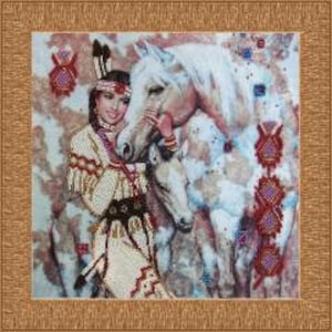 DIY Bead Embroidery Kit Indian Woman Size: 10.2&quot;×10.2&quot; (26×26 cm), GIFT