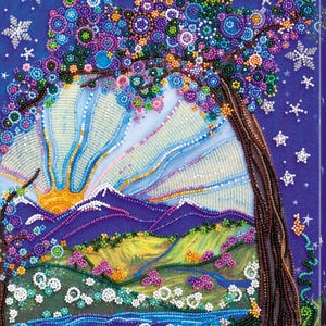 DIY Bead Embroidery Kit Day And Night Meeting, GIFT. Size: 10.2&quot;х13.8&quot; (26x35 cm) | Abris Art