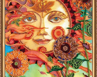 DIY Bead Embroidery Kit Sunny Windly - Sun Size: 11.8"х16.1" (30x41 cm), GIFT