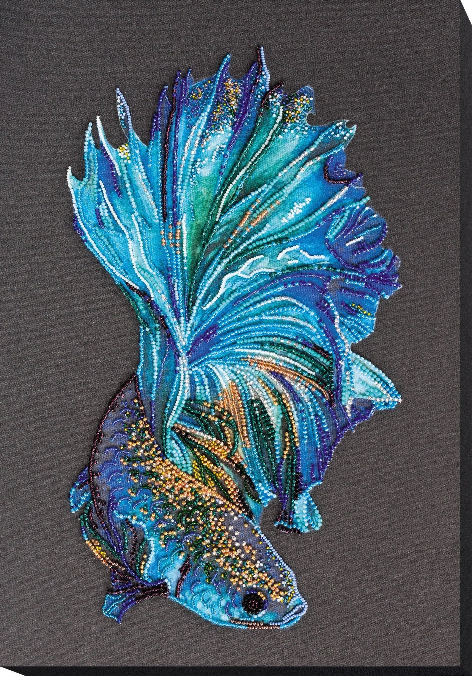 DIY Bead Embroidery Kit on Art Canvas blue Gold - Etsy