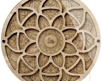 Wood Bead Organizer Tray With Lid Flower, Bead Storage, Bead Board, Wood Bead Tray GIFT