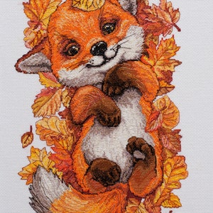 DIY cross stitch kit on canvas "Fox", GIFT. Size: 9.4"×14.2" (24x36 cm)
