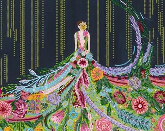 DIY Bead Embroidery Kit Girl, GIFT Size: 11.8"×11.8" (30×30 cm) | Abris art