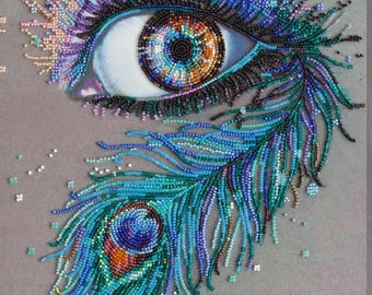 DIY Perlenstickerei Kit Royal Gaze - Auge, GESCHENK Größe: 27 x 37 cm