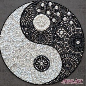 DIY Bead Embroidery Kit Equilibrium yin yang Size: 10.210.2 2626 cm, GIFT Abris art image 1