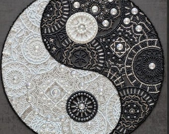 Kit fai da te per ricamo con perline Yin Yang Dimensioni: 10,2"×10,2" (26×26 cm), REGALO