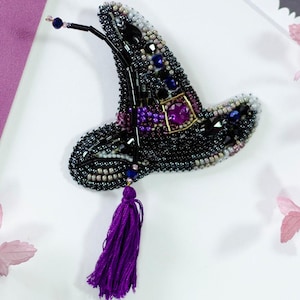 DIY Bead Brooch Kit Magic Hat Bead Embroidery Kit Size: 1.9&quot;×2.6&quot; (4.8x6.5 cm), GIFT