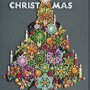DIY Bead Embroidery Kit Christmas Tree, GIFT Size: 11.0"×14.9" (28×38 cm) | Abris Art