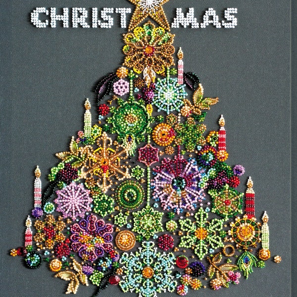 DIY Bead Embroidery Kit Christmas tree, GIFT Size: 28×38 cm (11.0"×14.9") | Abris art