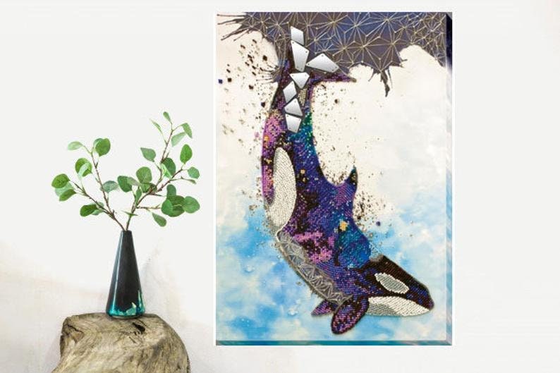 DIY Bead Embroidery Kit on art canvas Fourth dimension GIFT 10.4\u00d714.9 fish Size: 265\u00d7380 mm