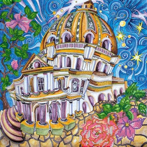 DIY Bead Embroidery Kit Magical City Size: 11.8&quot;×11.8&quot; (30×30 cm), GIFT | Abris Art