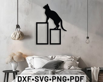 Fichiers vectoriels chat découpé au laser, chat dxf, Silhouette de chat, décoration d'intérieur chat Svg, chat panneau Svg, Dxf Svg découpé au plasma, art mural chat dxf