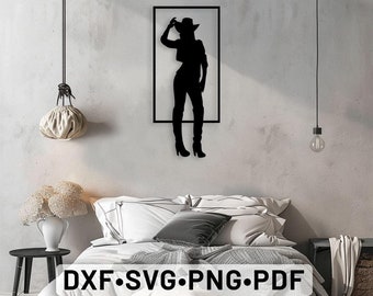 Art mural Cowgirl découpé au Laser Dxf Glowforge Svg, autocollant découpé en vinyle pour routeur CNC de cow-girl, fichiers coupés svg Cowgirl Far west, Cowgirl svg Cowgirl png