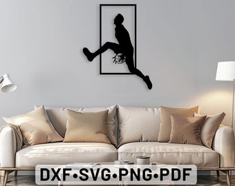Art mural basket-ball découpé au laser art mural svg, basket-ball svg fichiers découpés au laser Dxf, basket-ball clipart, basket-ball Dxf, silhouette de basket-ball