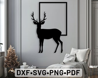 Décoration murale en métal cerf, fichier de découpe plasma, art mural dxf, art mural numérique, décoration murale cerf, SVG PNG DXF Pdf, tentures murales