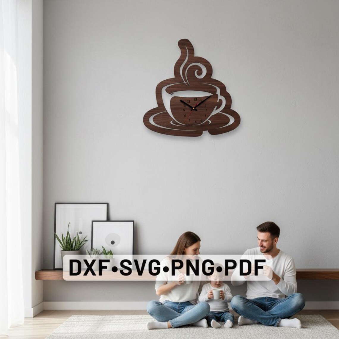 Coffee Cup Wall Clock Svg Dxf CDR Bundle, Wall Clock Laser Cut Svg File ...