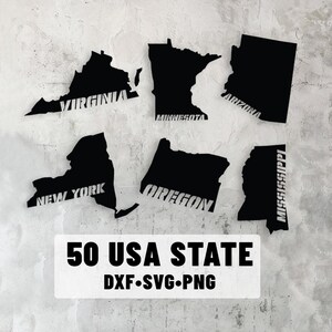 All 50 America Usa states Dxf Svg Silhouettes , United States Svg, Usa states Cricut Usa states America laser file image shapes usa dxf