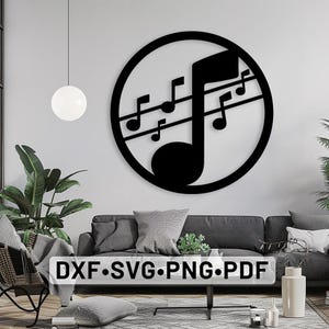 Music Circle Note Dxf Art, Music Notes Clipart, Musical notes svg files for Cricut, Music symbols Svg, Music Guitar laser cut